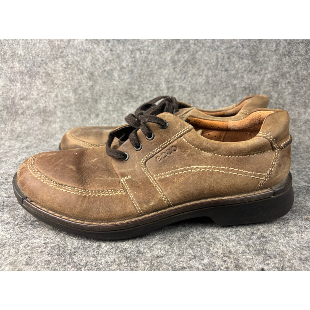 ECCO Light Shock Point Shoes Mens 43 Brown Leather Lace Up Moc Toe Oxfords
